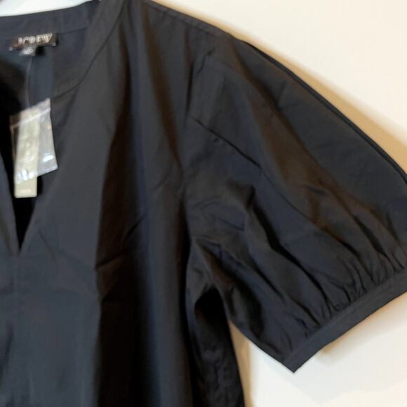 J.Crew Delilah Mini Dess Cotton Poplin Short Sleeves Vacation CJ494 Black FLAW L - Picture 4 of 16